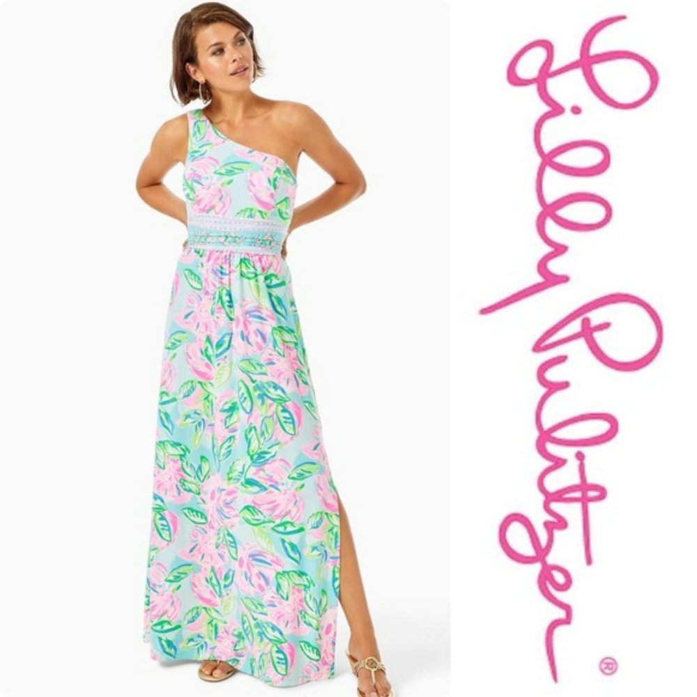 NWT Lilly Pulitzer Malia One-Shoulder Maxi Dress